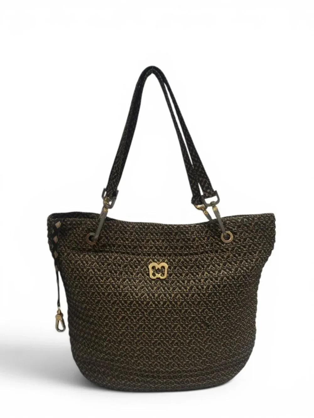 Eric Javits Woven Raffia Shoulder Bag Tote Double Handle Organizer